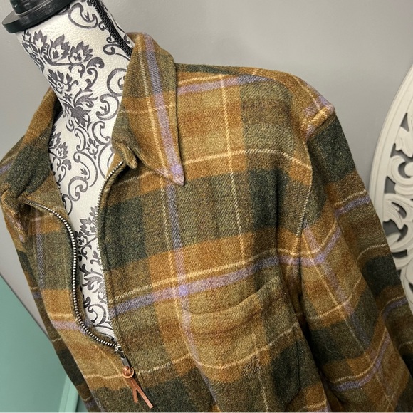 VINTAGE Ralph Lauren Lambs Wool Plaid Zip Up Jacket Size 3x Shacket Shirt Jacket - Picture 5 of 12